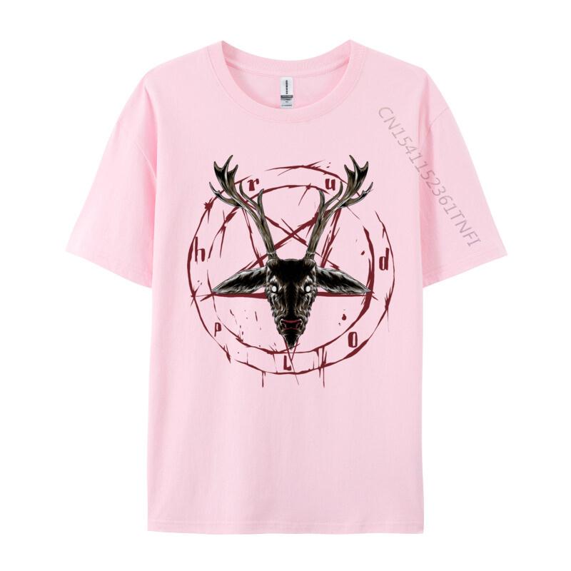Satanic Reindeer Pentagram Anti Christmas Satan T-Shirt For Men Pure Cotton Tshirt Geek Nerd Gift Top Tee