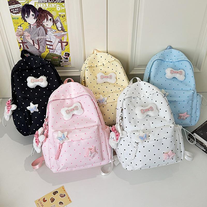 Schoolbag High-value Schoolbag for Female Junior High School Students Cute Polka Dot Backpack Large Capacity Campus Girl College Student Class