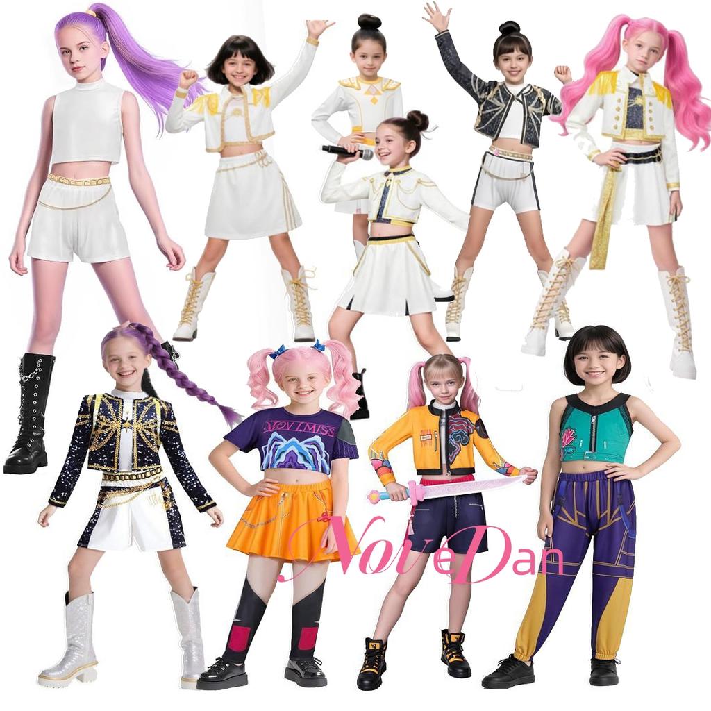 Huntrix Golden Kpop Demon Hunters Rumi Mira Zoey Cosplay Costume Kids Girls Birthday Party Halloween Stage Performance Clothes