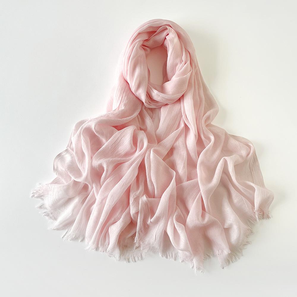 Summer versatile cotton and linen scarf shawl lengthened solid color yarn shawl sunscreen shawl simple scarf silk scarf women