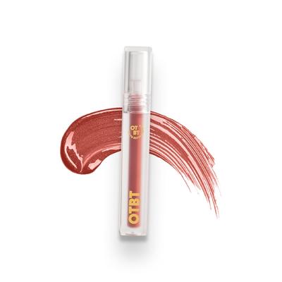 OTBT Fluttering Hydrating Lip Gloss - High Shine, Long Lasting Natural Lip Lacquer, Plumper with Vitamin E, Beetroot & Hibiscus Pigments [Shade P