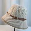 Spring and Summer Belt Buckle Bucket Hat Women's Fashion Sunshade Temperament Pot Hat Twist Pattern Breathable Travel Sun Hat
