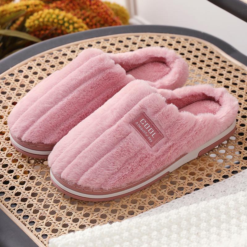 Cotton Slippers for Women and Couples in Autumn and Winter, Indoor Warm Plush Slippers for Men, Anti Slip Thick Cotton Slippers for Winter