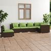 Día y Noche - Día y Noche Set muebles de jardín 6 piezas y cojines ratán sintético marrón