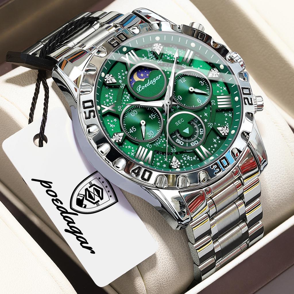 POEDAGAR Luxury Male Watch Waterproof Luminous Stainless Steel Sports Quartz Men's Watches Chronograph Military Men Clock Reloj
