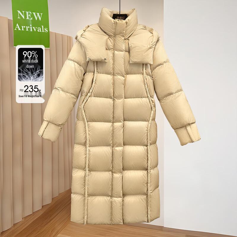 Sibo She Women s 90% Down Hooded Mid-Length Over-the-Knee Puffer Coat XL