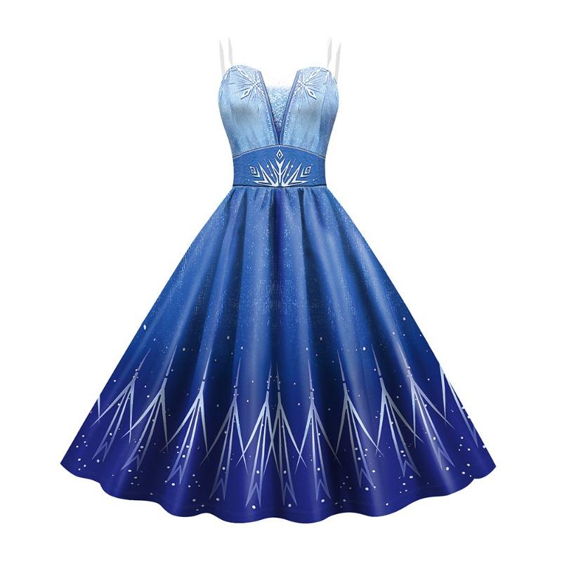 

Замороженное Хэллоуинское платье Платье с цифровым принтом Платье принцессы Эльзы Платье на подтяжках XXL