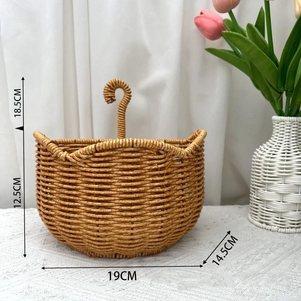 Woven Design Woven Storage Basket Plastic Fruit Vegetable Holder Wall Hanging Basket  for Kitchen