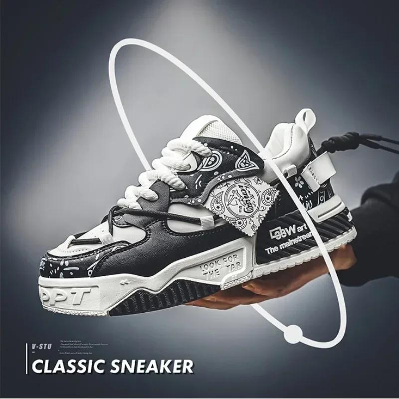 Mode Neue Herbst Herrenschuhe Herren Plateau-Sneakers für Herren 2025 Trenddesign Graffiti Skateboard-Schuhe Patchwork-Sneaker Zapatillas