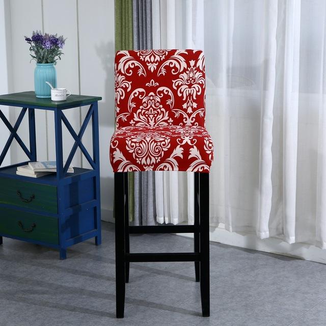 Elastic Short Chair Furniture Cover Spandex Fabric Printed Bar Stool Seat Covers Chair Protector Slipcovers For Cafe Dining Space Kitchen Washable