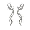 Korean-Style Creative Ribbon Bow Liquid Silver Earrings for Women