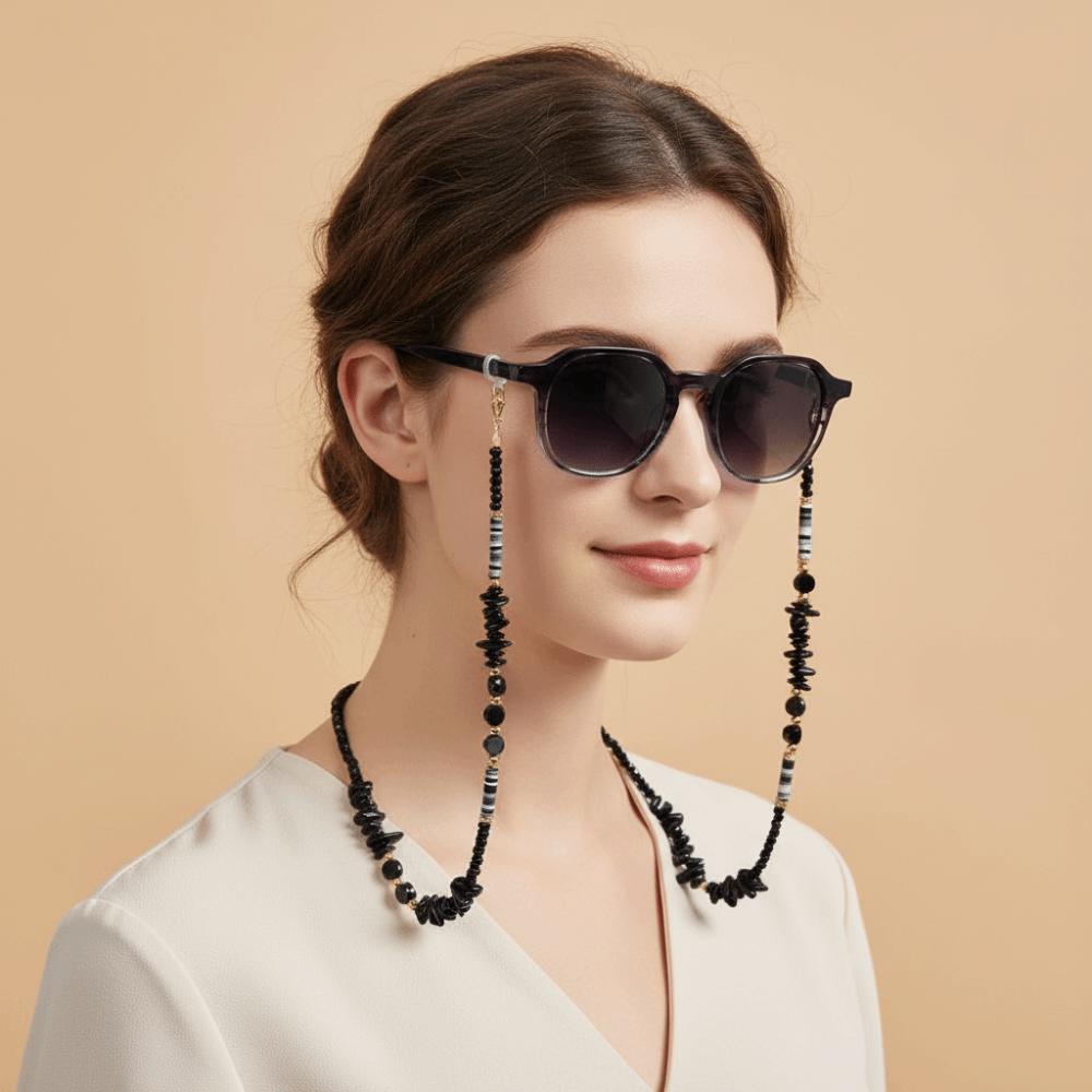 Chaîne de lunettes à perles colorées Chaînes de lunettes de soleil en céramique souple et cristal Style Bohème Cordon de lunettes anti-perte Utilisation pour lunettes de soleil