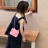 Pure Button Pearl Colour Handheld Kid Trendy Stitching Shoulder Small Bag Square