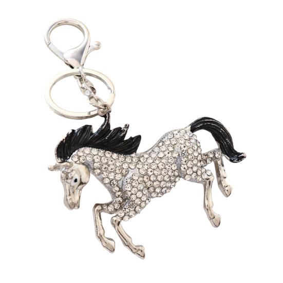 Keychain Pendant Sparkling Rhinestones Horse Design Metal Keyring Decorative Key Holder Bag Decoration