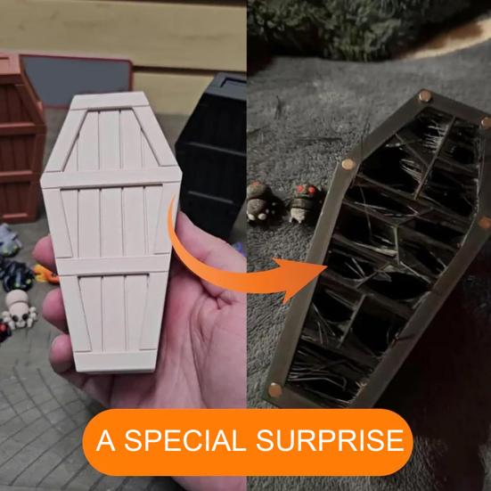 Halloween Countdown Casket Decoration 13 Days of Spooky Minis Gothic Halloween Advent Calendar Ornament with Miniature Figurines Holiday Party Gifts