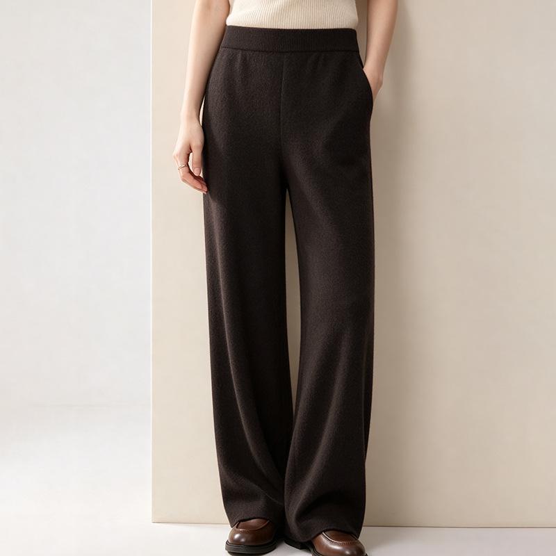 2026 Le Kasha Women's High-Waisted Wide-Leg Fine Wool Knit Pants - Autumn/Winter Collection