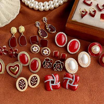 Orecchini femminili retrò e alla moda, orecchini pendenti quadrati a olio, senso di fascia alta, temperamento alla moda, accessori per le orecchie