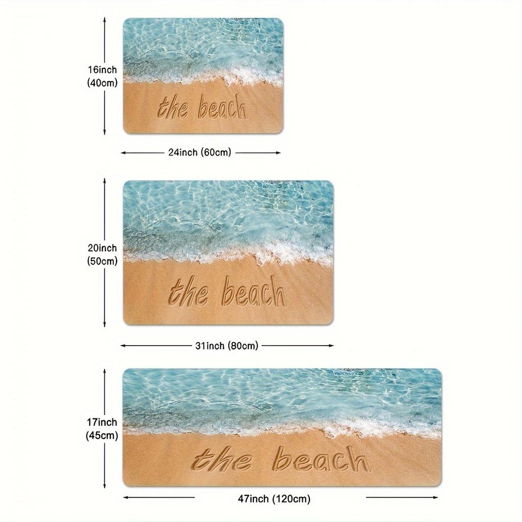 Luxuriöse Ozean-Serie, Strand-Buchstabe, Küchenmatte, weich, verdickt, Küchen-Bodenmatte, wasserdicht, rutschfest, ölbeständig, Bodenmatte, Läufer