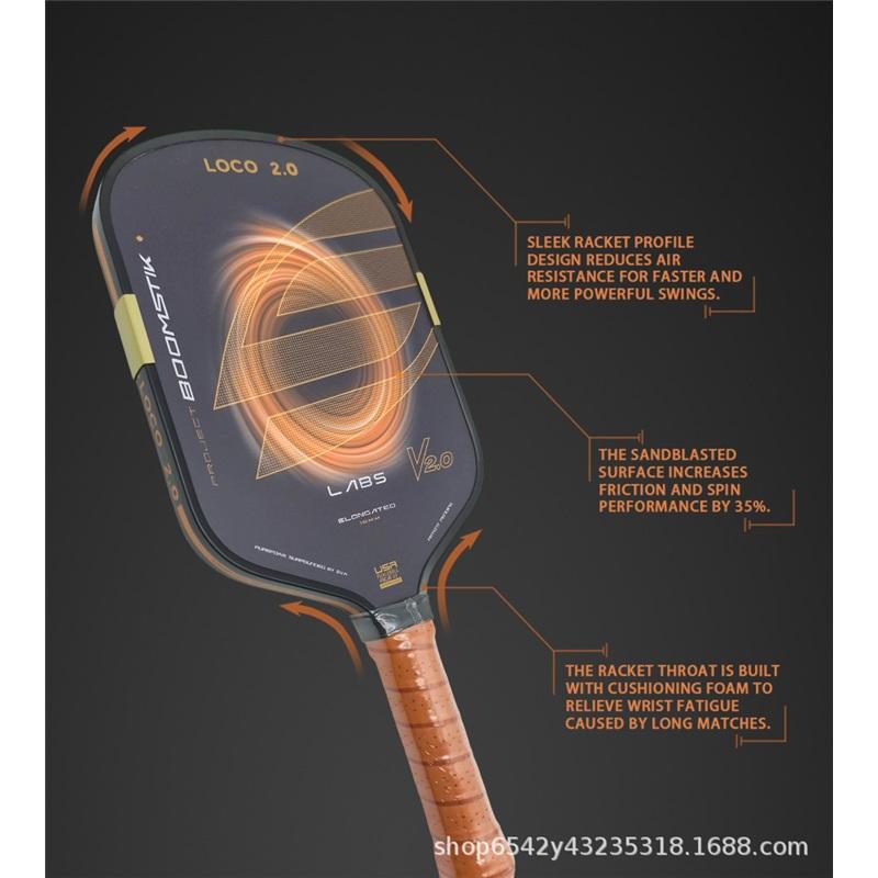 Retro Gold Loco2 Carbon Fiber Pickleball Paddle Elongated Frame Professional Tournament Competition Paddle