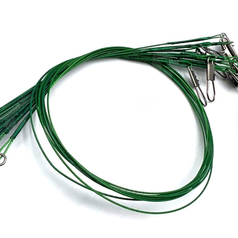 40Pcs AntiBite Steel Fishing Line Steel Wire Leader with Swivels Fishing Leader Wire Connect for Lures Baits Rig Hook