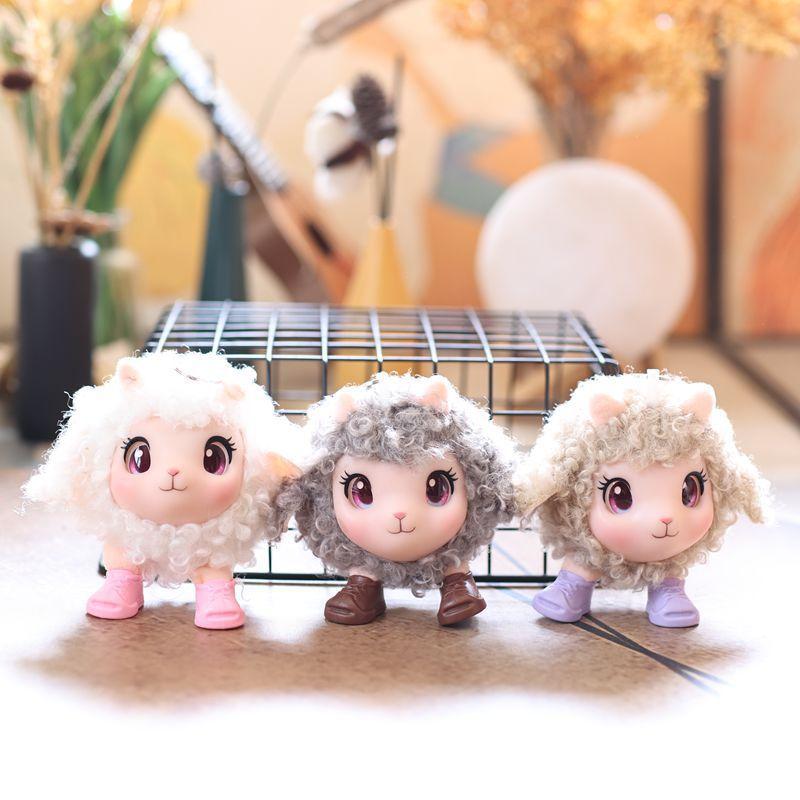Cute Fluffy Lamb Plush Toy Soft Sheep Stuffed Animal Doll with Bell Small Size for Kids Carry On Travel Play Gift