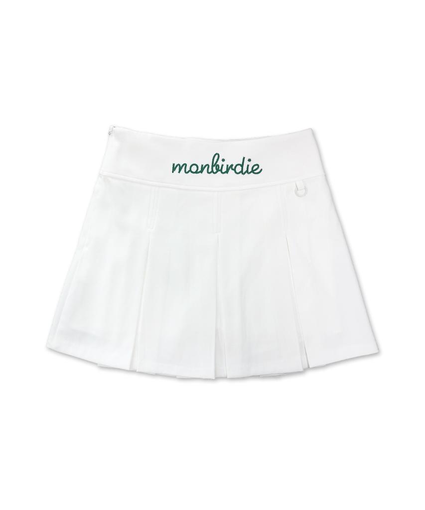 MONBIRDIE GOLF Soft Touch Warm Pleats Soft Brushed Embroidery Pleated Skirt_White