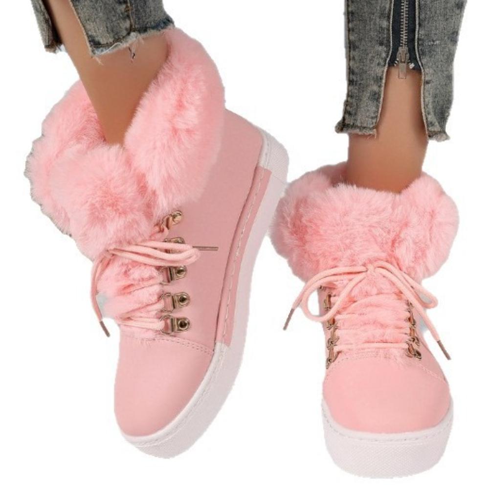 Fashion Women Boots Winter Fashion Women Plush Warm Lace Up Comfortable Platform Flats Casual Sneakers Plus Size Shoes for Women 36-43