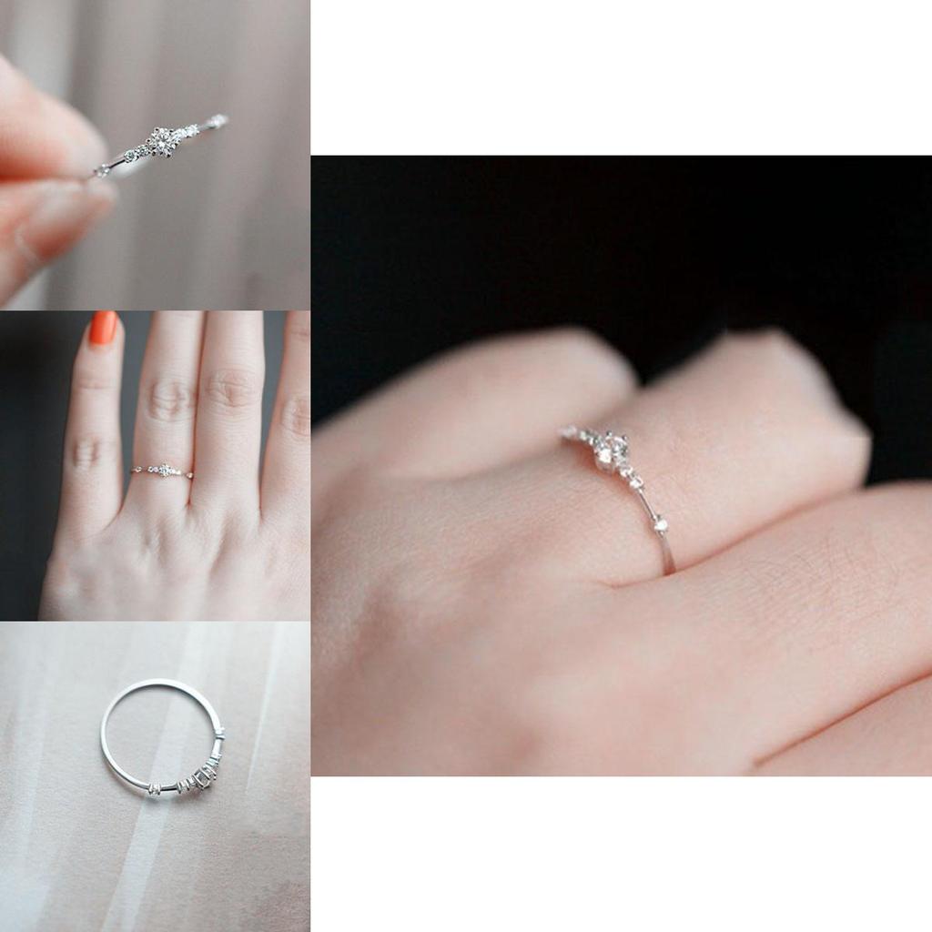 Premium Quality Women Simple Elegant Mini Crystal Eternity Engagement Ring