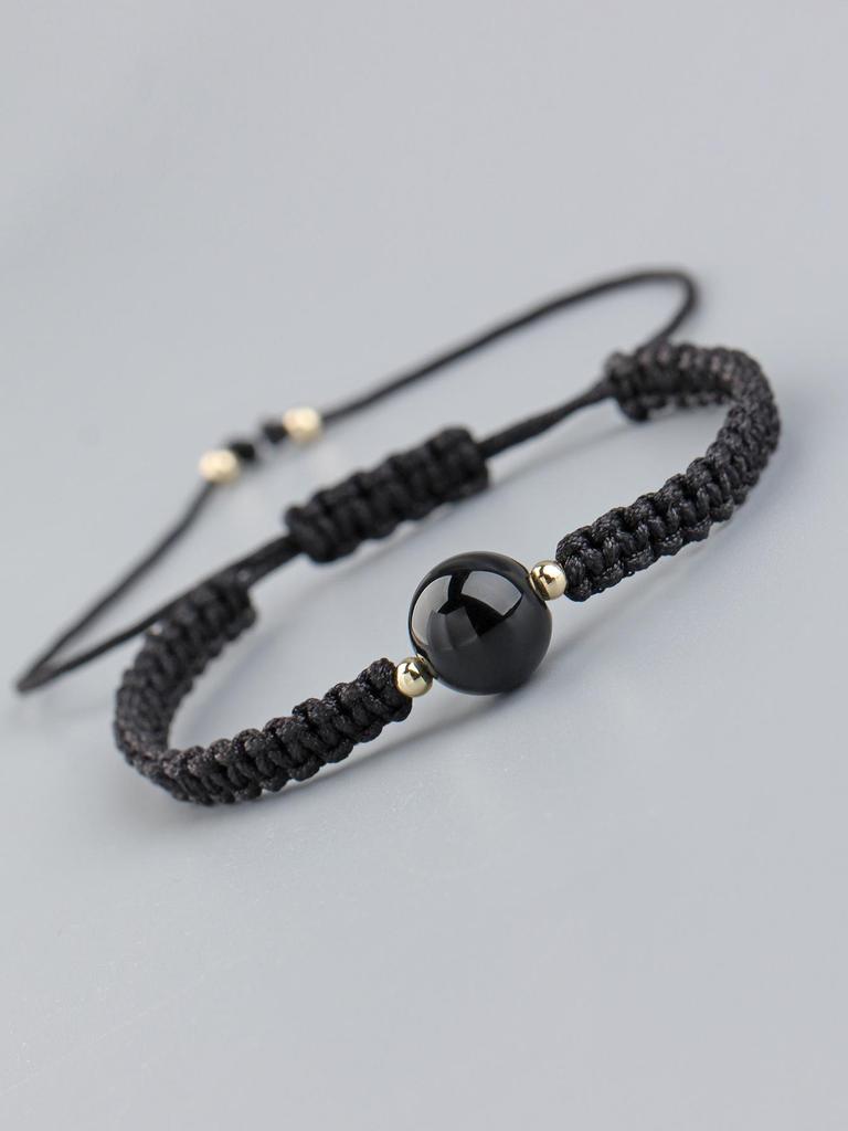 Handmade Strawberry Crystal Obsidian Bracelet for Couples - Good Luck Gift for Best Friend or Girlfriend