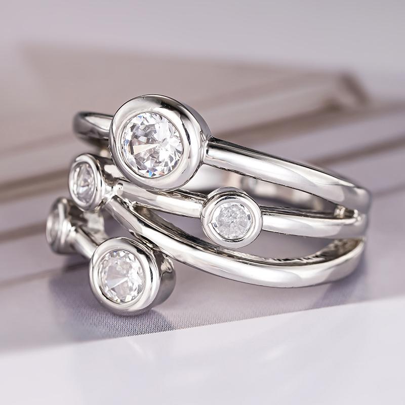 Huitan Trendy CopperColor Cubic Zirconia Ring for Women Fashion Versatile Daily Wearable Finger Accessories Modern Jewelry