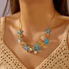 Boho Übertriebener Metall Seestern Muschel Perlen Halskette für Frauen Ozean Koralle Kammmuschel Anhänger Halskette Sommer Strand Schmuck Geschenk