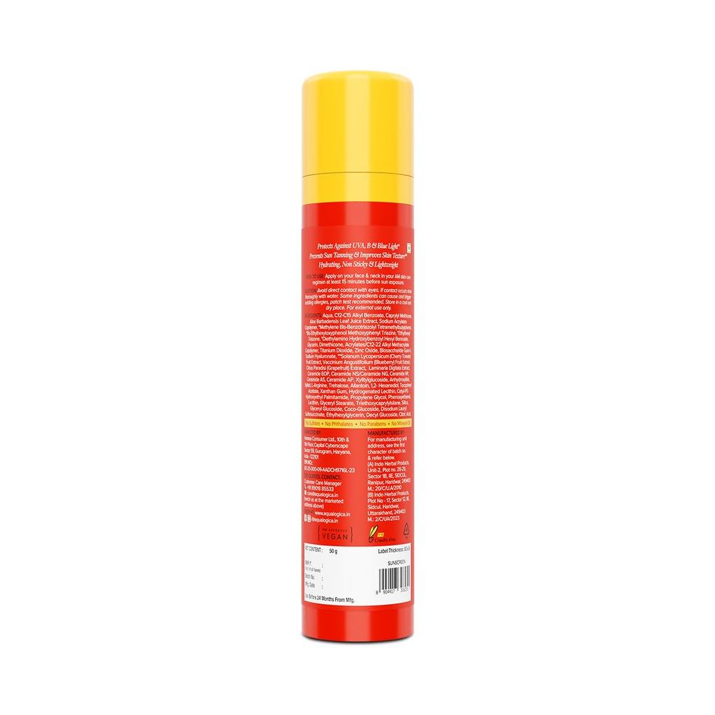 Aqualogica Detan Plus Feuchtigkeitsspendendes Sonnencreme LSF 50 Plus PA Vier Plus Leicht Ohne Weiße Rückstände Täglicher Sonnenschutz 50 g