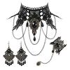 Halloween Jewelry Set for Women Gothic Black Lace Choker Necklace with Earrings
