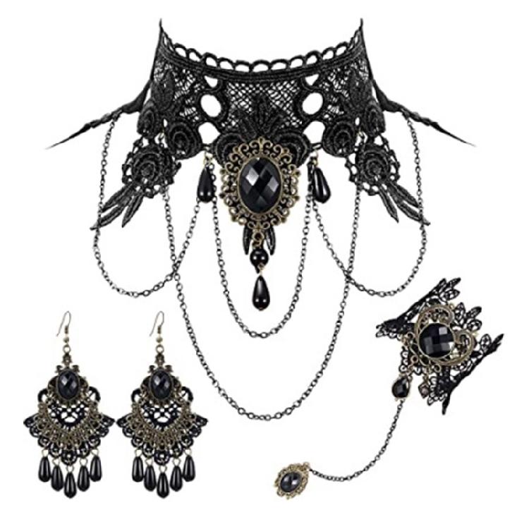 

Necklace Earrings Bracelet Set Jewelry for Halloween Costumes Party Accessory 1