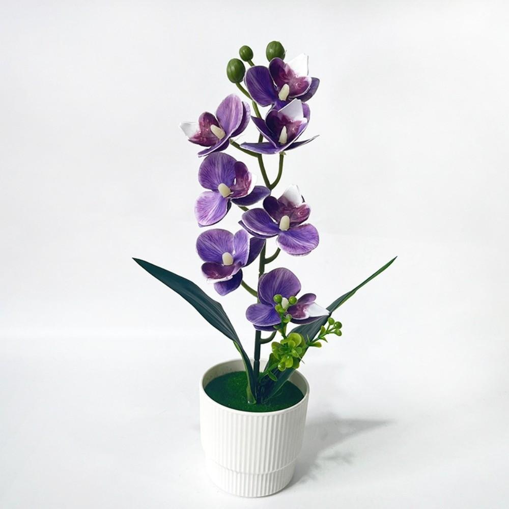 with White Pot Simulated Flower Butterfly Orchid Potted Living Room Ornaments
