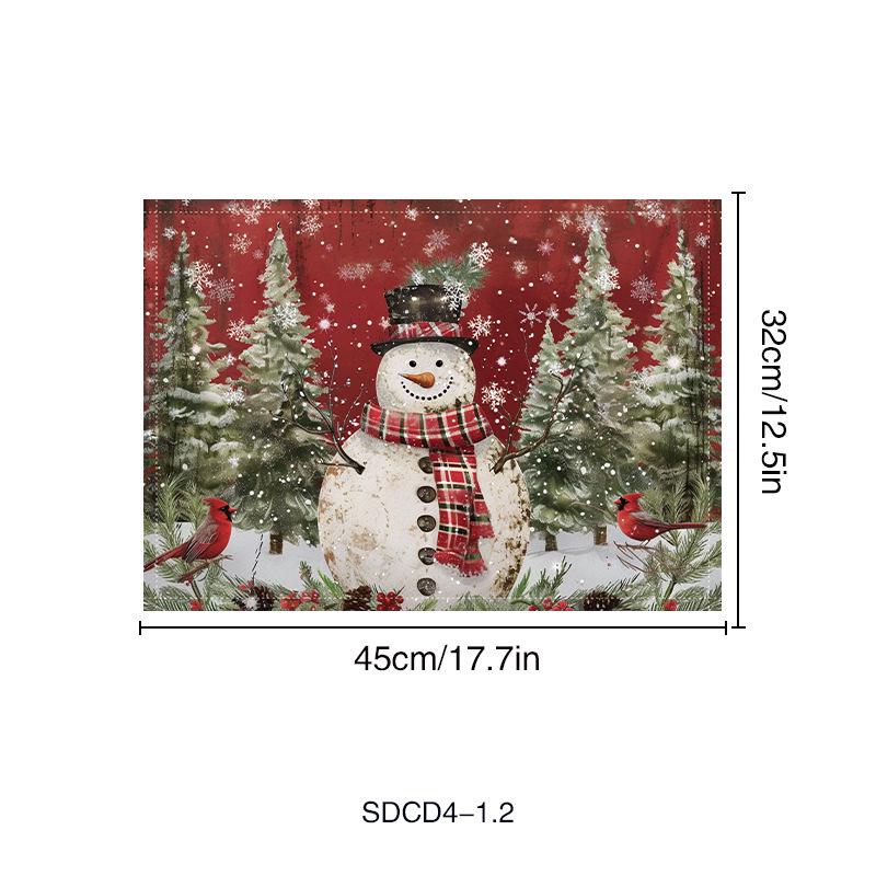 Christmas Santa Claus Linen Placemat & Tablecloth Set - Stain-Proof and Heat-Resistant Decor 32x45cm (Linen)