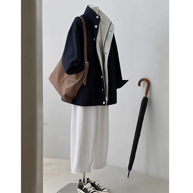 Women's High-End Stand-Up Collar Trench Coat - 2024 Autumn/Winter, Small Size, Korean Hepburn Style