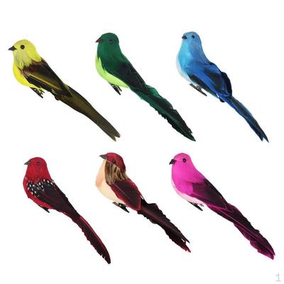 6Pcs Colours Artificial Foam Birds with Clamp Garden Tree Decor