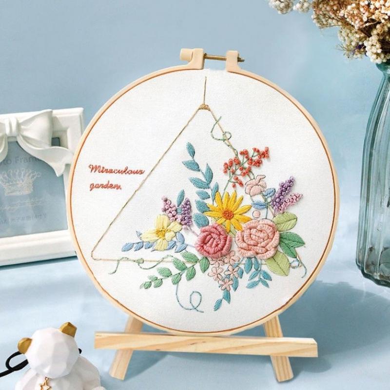 Beginner's Hand Embroidery Kit: Create Su Embroidery, Punch Needle, Ribbon Embroidery, and Cross-Stitch Items.