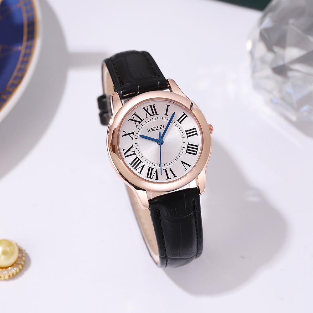 New Fashionable Student Small Round Watch Roman Numeral Trendy Belt Watch Simple Temperament Quartz Watch
