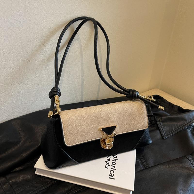 New autumn and winter retro fashion contrasting color small square bag niche simple commuter shoulder bag