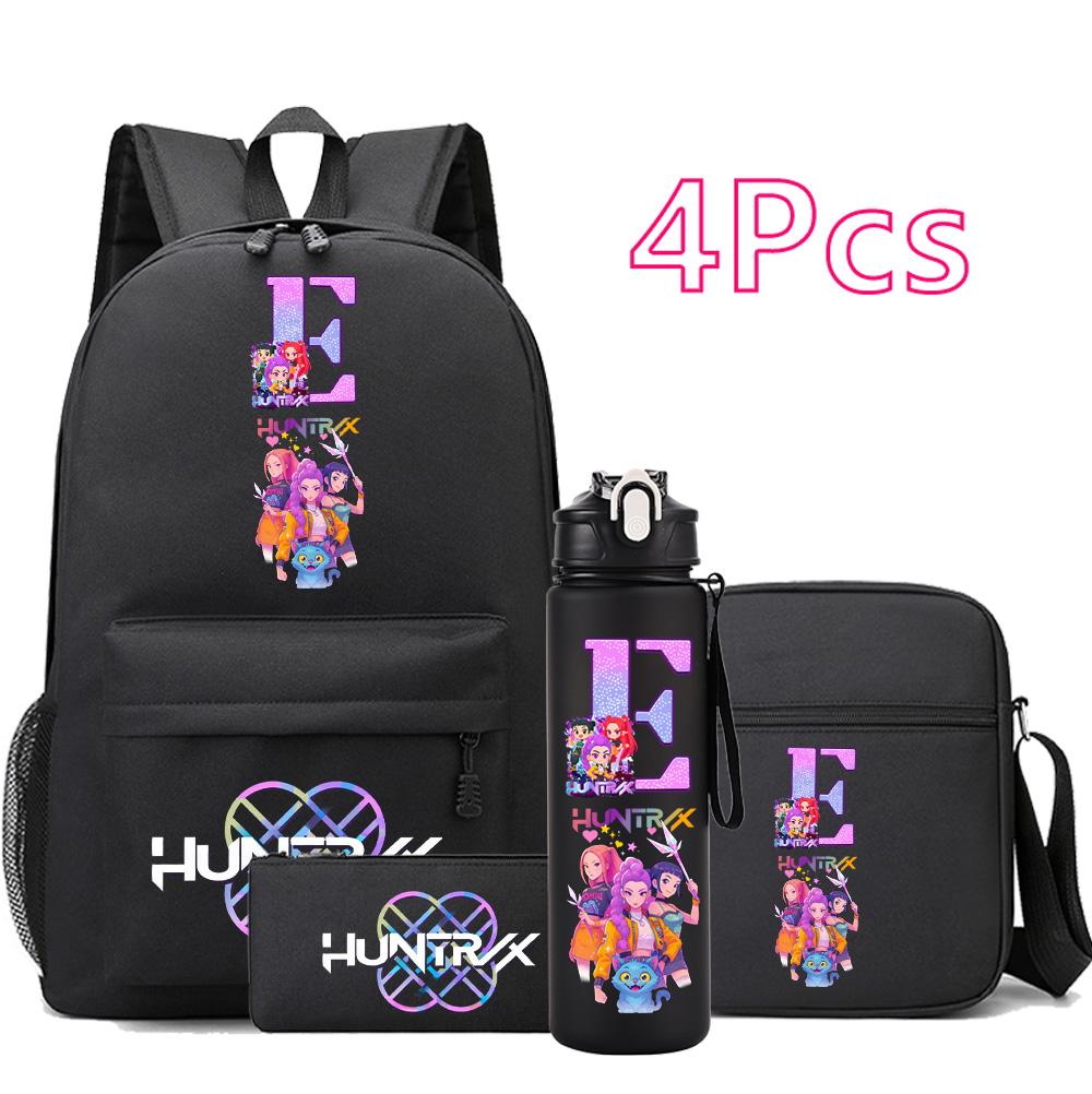 4Pcs/set Cartoon Backpack Large Capacity Bookbag Shoulder Bag Case bag with 750ml Water Bottler Boy Girl School Bag Kid Gift