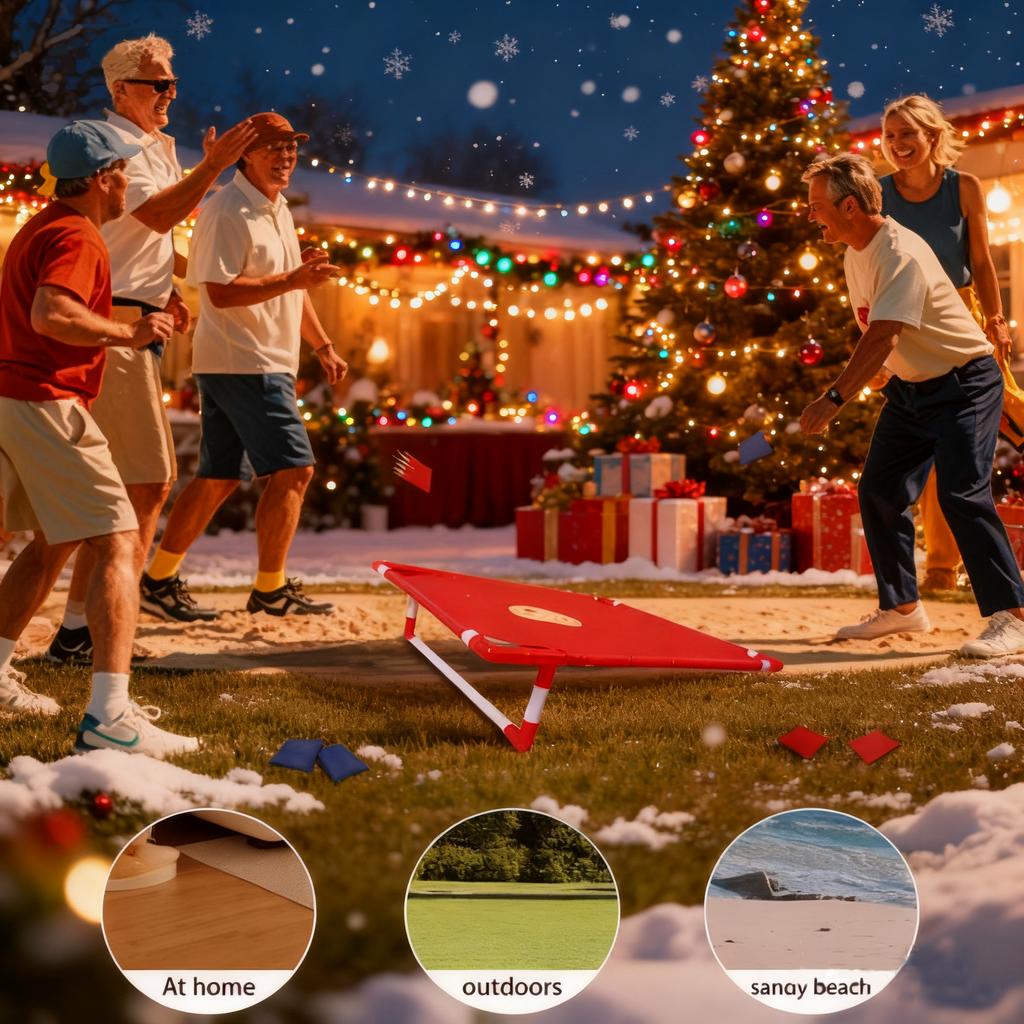 Game Boards + 6 Sandbags Portable Outdoor Sports, Sandbag Tossing Board Set with Fun Competitive Disc Yard Game,Christmas Gift