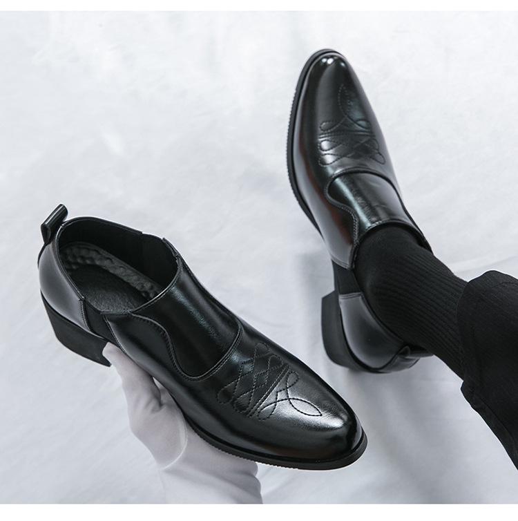 Herren Übergröße Spitzschuh Leder Slipper High Heel Kubanische Schuhe - Formell, Lässig, Vintage-Stil