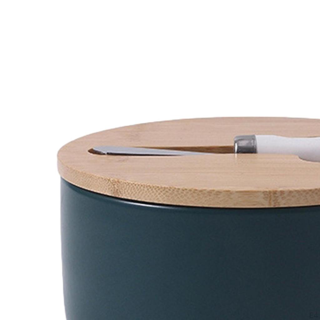 Butter Dish with Lid and Knife for Countertop, Round Ceramic Butterdish, Cheese Holder, Counter