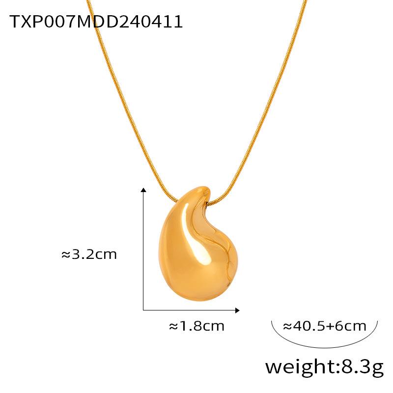 Luxury Water Drop Rhinestone Earrings and 18K Gold-Plated Titanium Necklace Jewelry Set