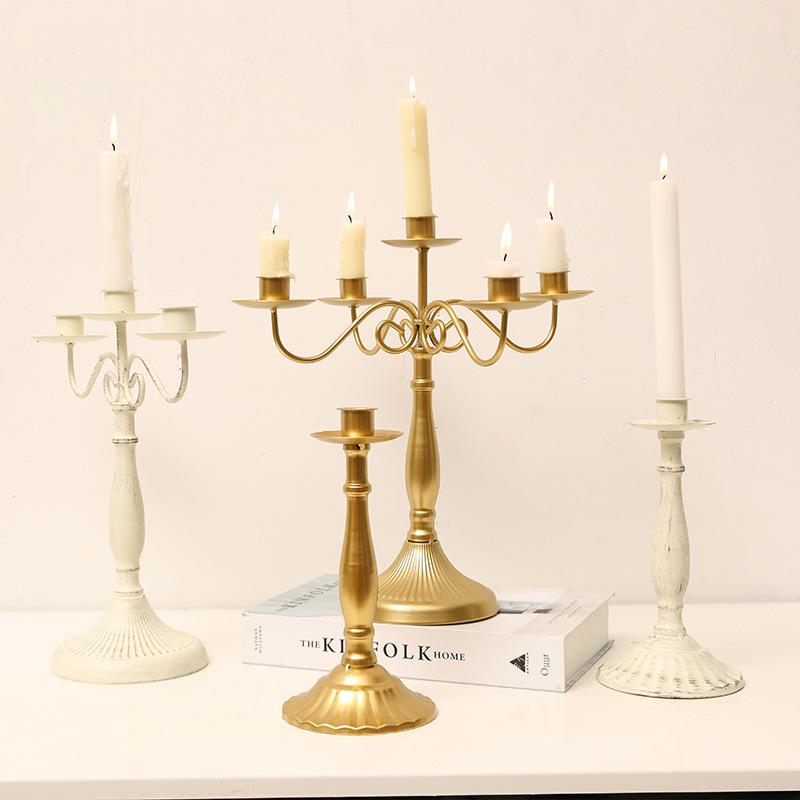 Vintage French Candelabra Ornament – Romantic European Candle Holder for Table Decor and Photo Props
