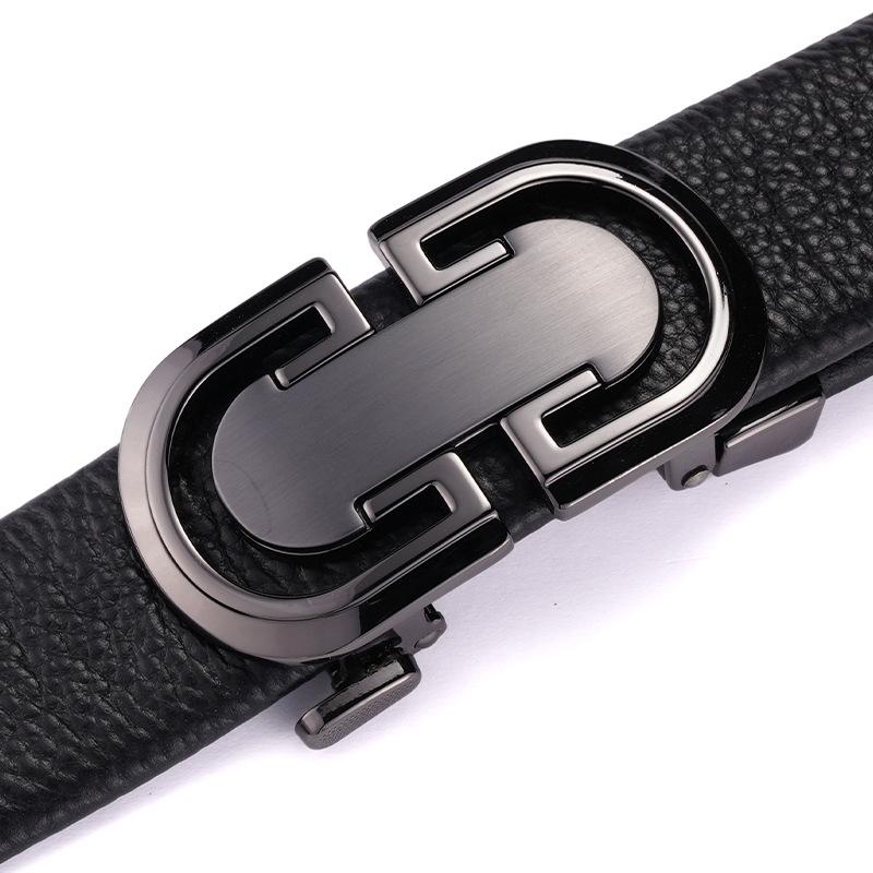 Men'S Belt Leather High-End Business Belt First Layer Cowhide Casual Versatile Automatic Buckle Business Belt Men