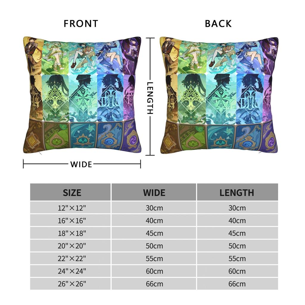 Genshin Impact Characters Collection Pillowcase Printed Cushion Cover Decorative Video Games Cartoon Throw Pillow Case Cover