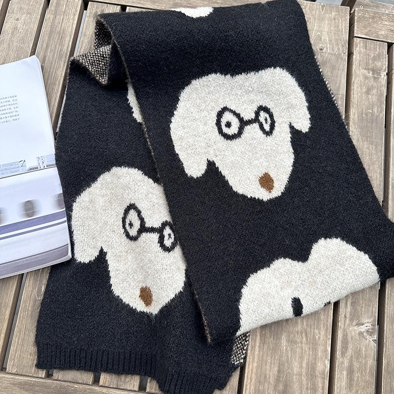 Cartoon Cute Dog Knit Scarf - Korean Style Warm & Fun Neck Warmer